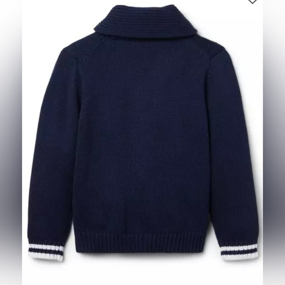 Janie And Jack Varsity Shawl Cardigan In Navy And White Size 7 - Picture 3 of 11